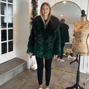 COPY - Skandinavik Fur Emerald Green fur coat With Fox collar